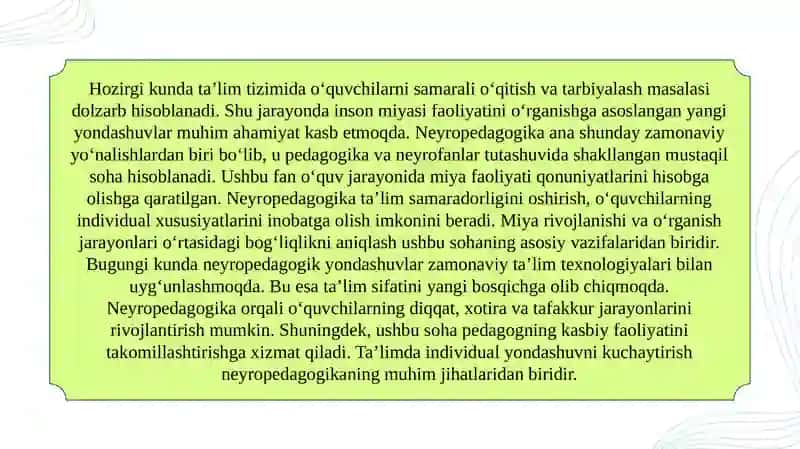 “Neyropedagogika” pedagogikaning yangi, mustaqil sohasi sifatida 3