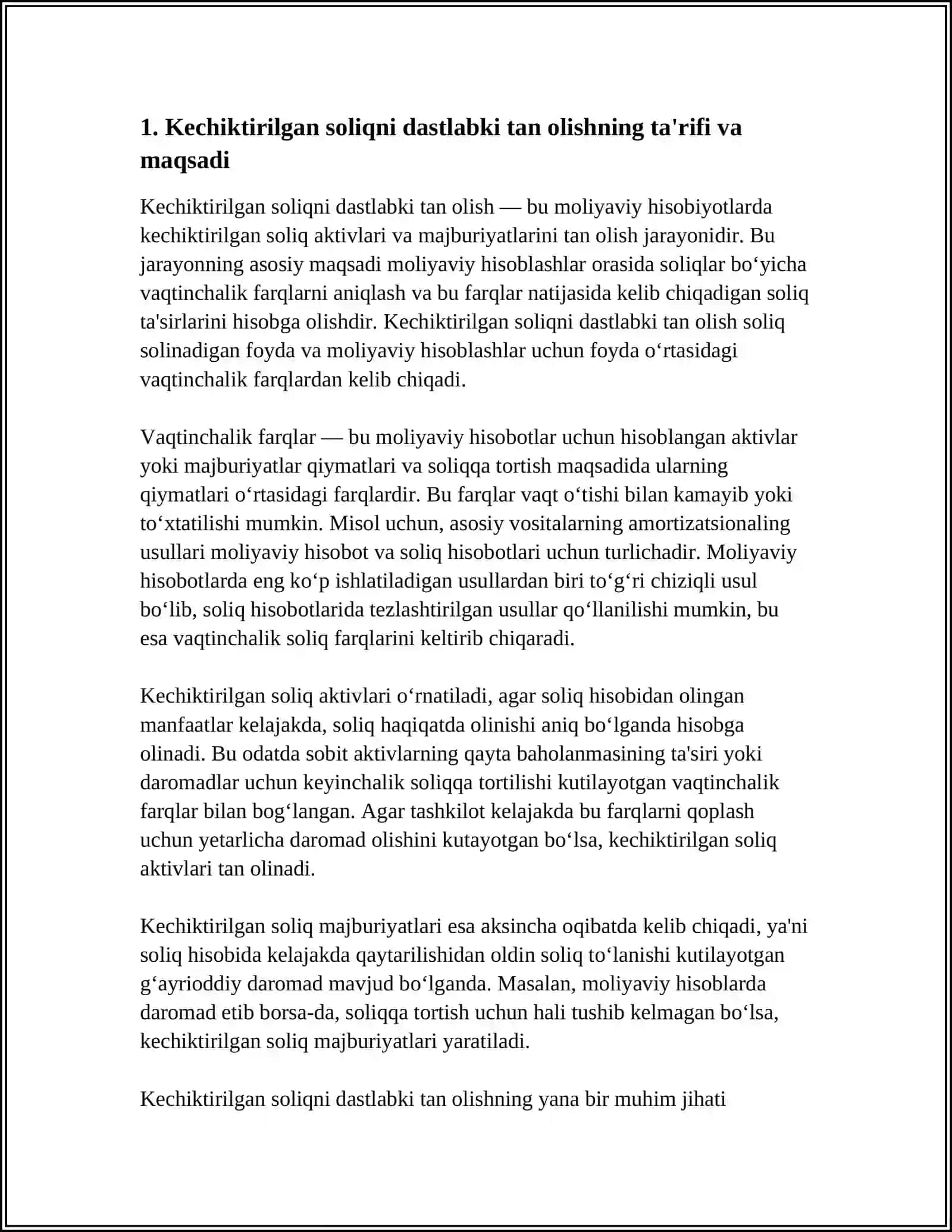 KECHIKTIRILGAN SOLIQLARNI DASTLABKI TAN OLISH 3
