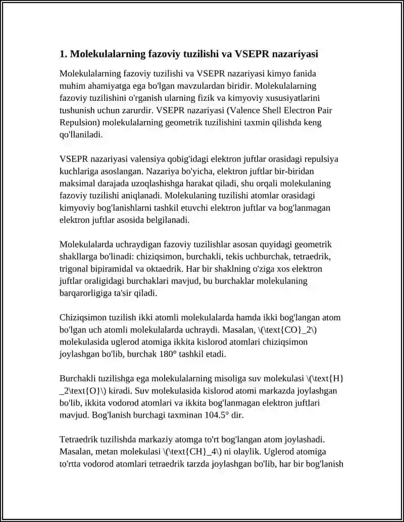 MOLEKULALARNING FAZOVIY TUZILISHINI ANIQLASH. MALEKULALARNING SIMMETRIYASI 3