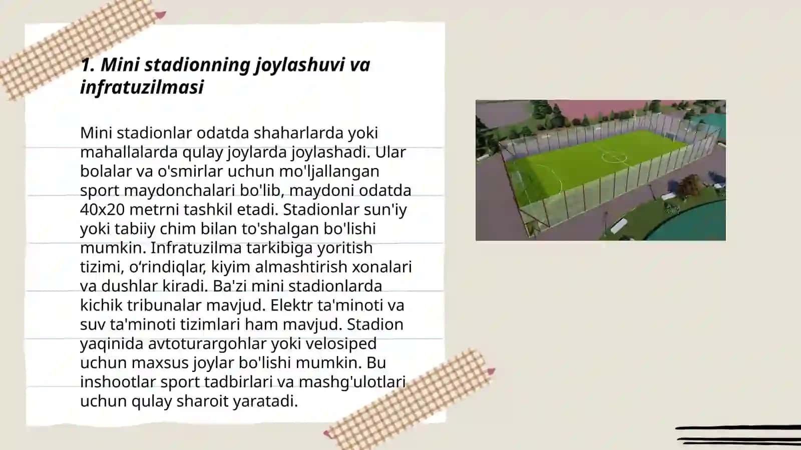 Mini stadion qurish va SWOT tahlili va barcha xarajatlari 3