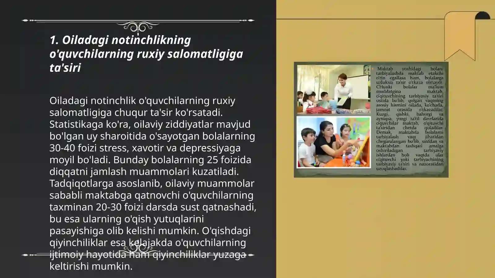 Oiladagi notinchlikning o’quvchilarning ruxiy holatiga tasiri 3