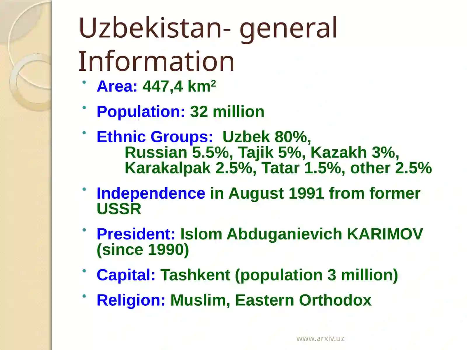 General facts about Uzbekistan 3