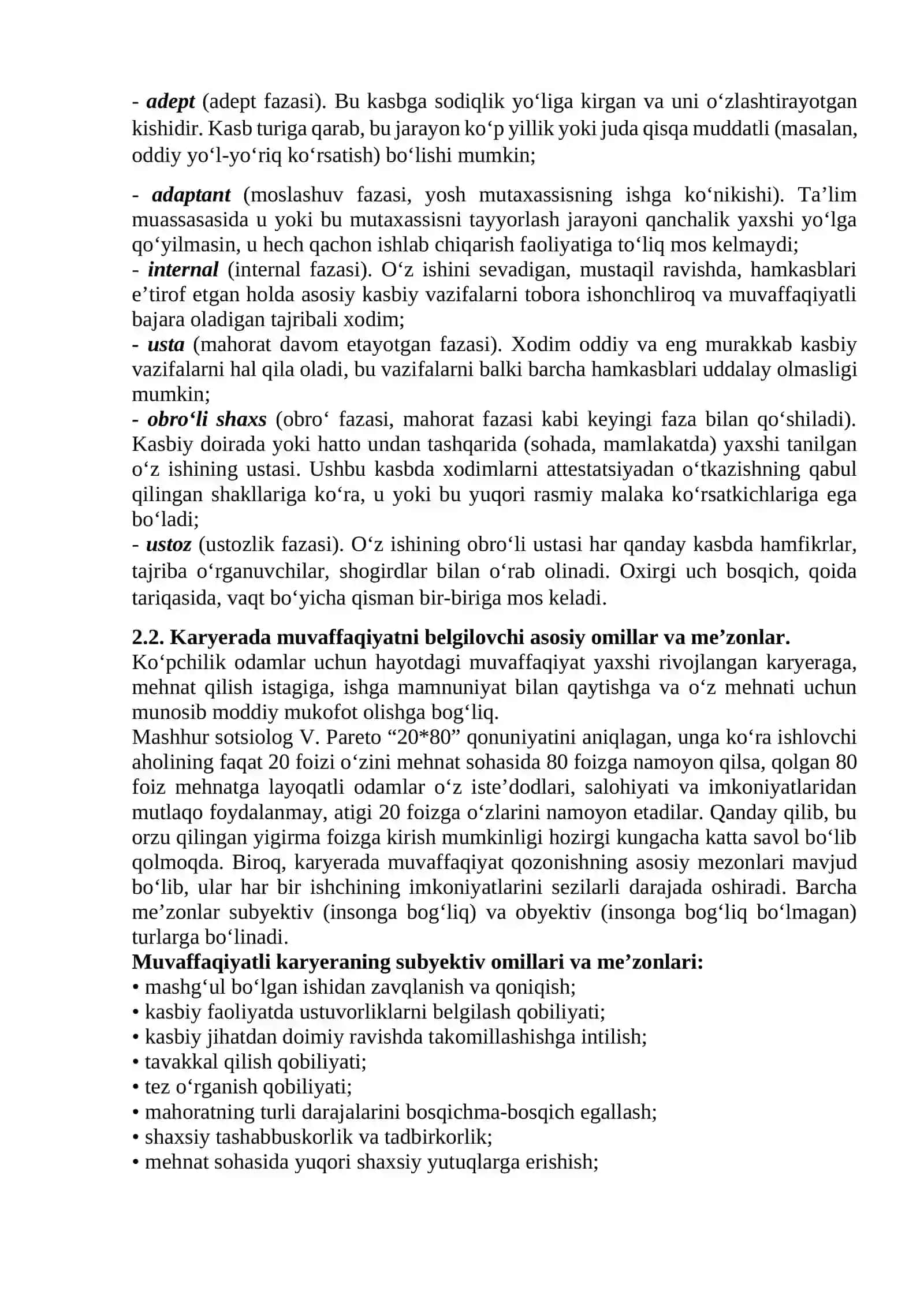 Karyera bosqichlari va ularning ahamiyati 3