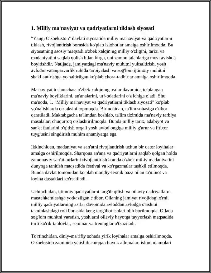 YANGI O'ZBEKISTONDA AMALGA OSHIRILAYOTGAN MANAVIY UZGARISHLAR 3