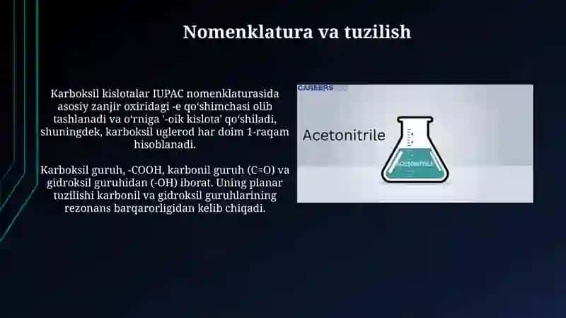 Karboksil kislotalari xossalari va ishlatilishi 3