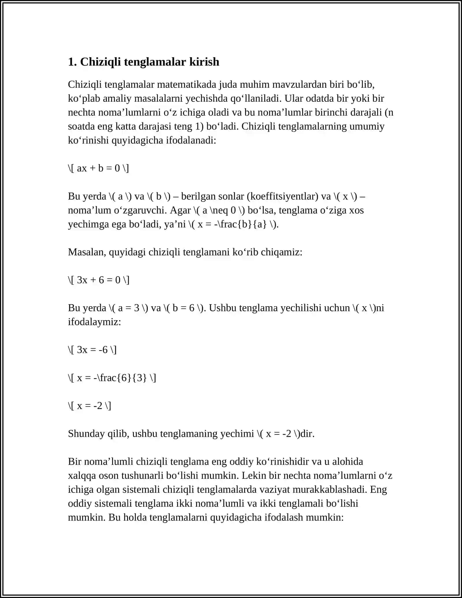 MATHCADDA CHIZIQLI TENGLAMALARNI YECHISH 3