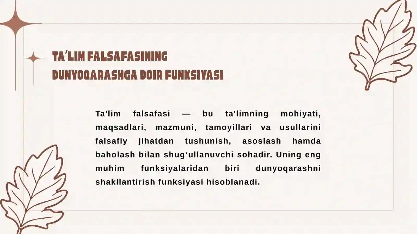 Ta’lim falsafasining dunyoqarashga doir funksiyasi. Avloniy, Behbudiy, Kant, Gegel, Sheler ta’limotlarining qiyosiy tahlili 3