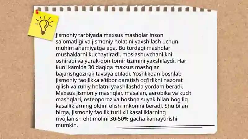 Jismoniy tarbiya bilan shug’ullanishda maxsus mashqlarning elementlari ahamiyati 3