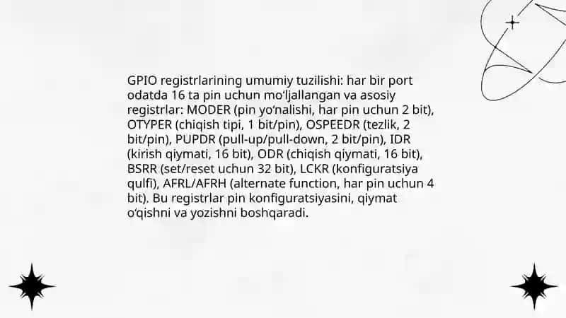 GPIO portlarining registrlar orqali boshngaruvi 3