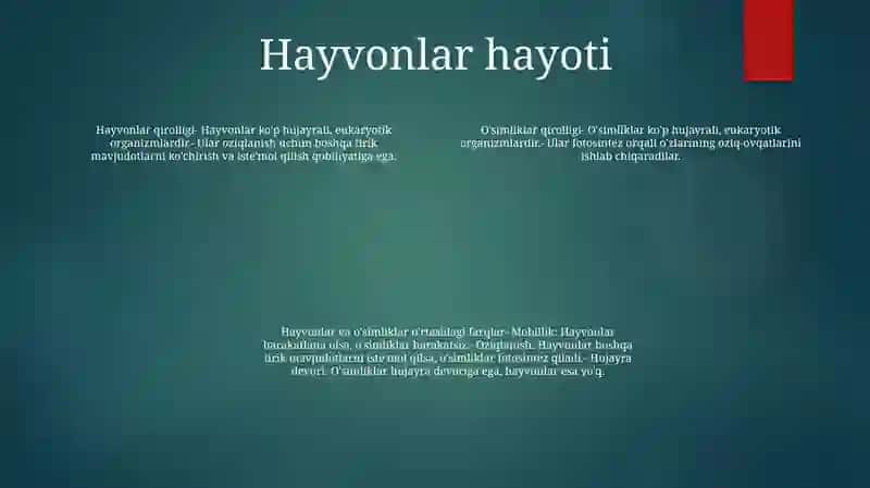 Osimliklar Va Hayvonot Dunyosiga Tavsif 3