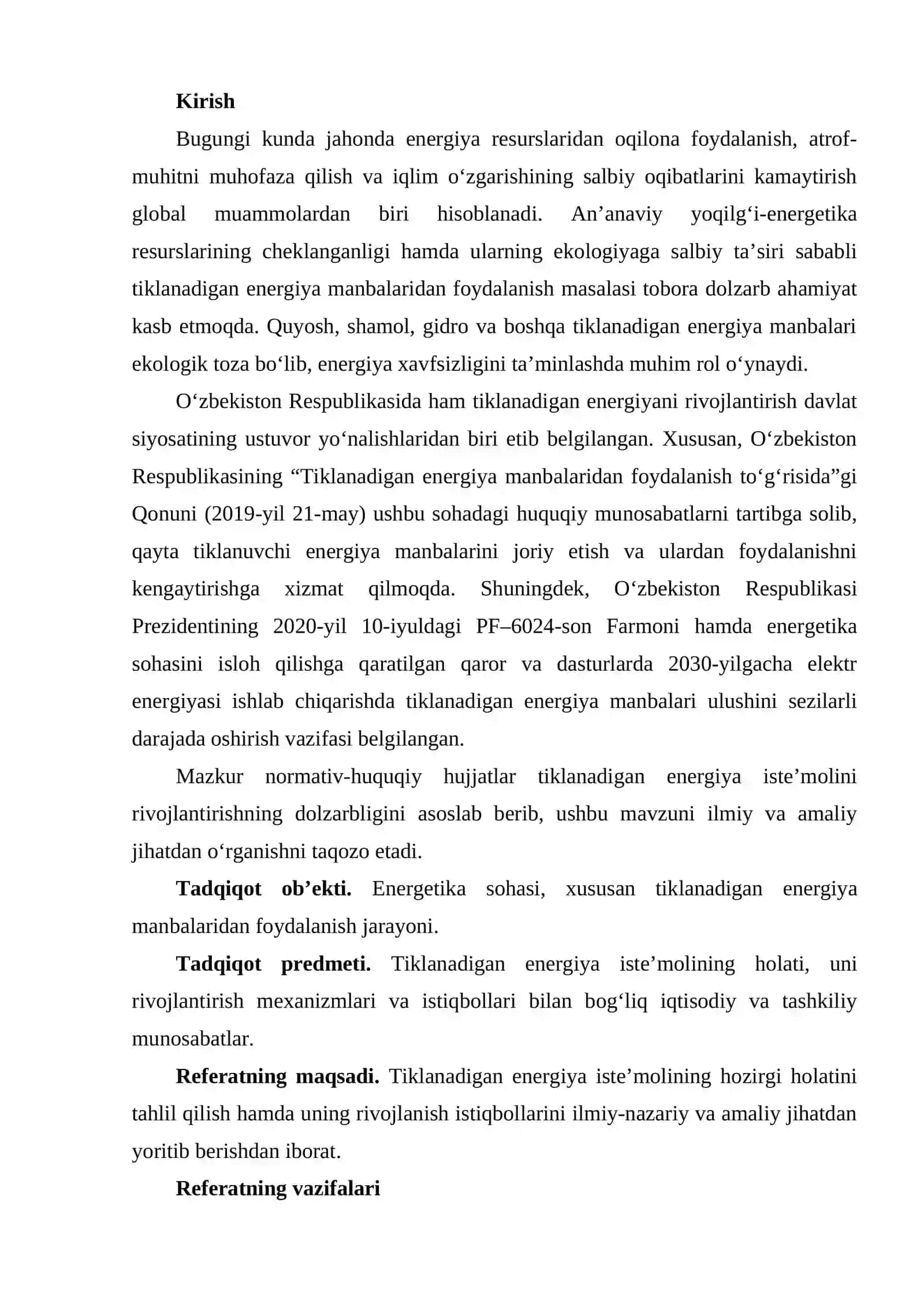 Tiklanadigan energiya iste’molining holati va rivojlanish istiqbollari 3