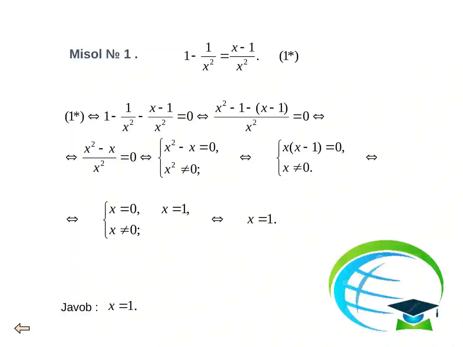 Algebraik tenglama va uning yechilish sxemasi 3