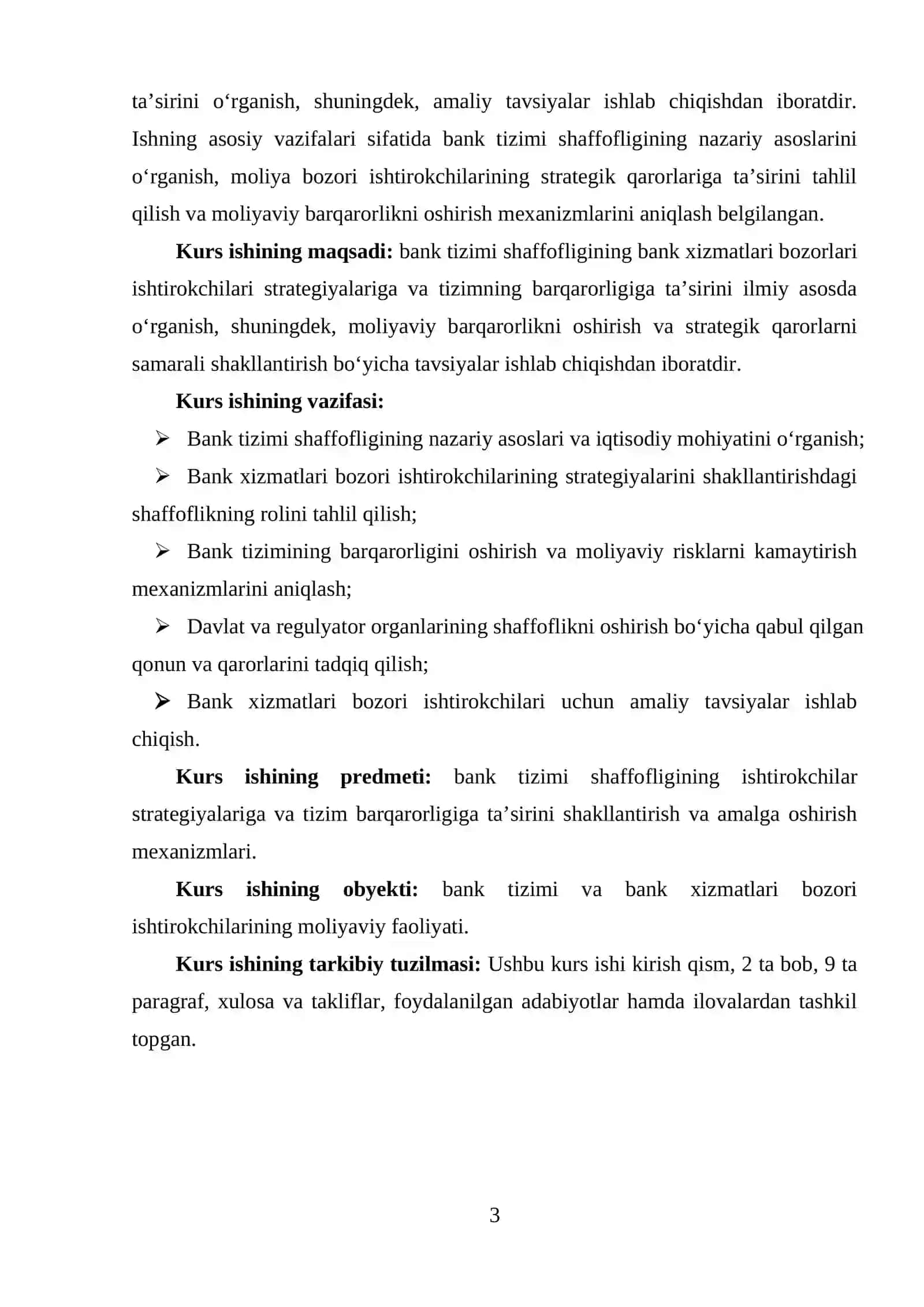BANK  TIZIMI  SHAFFOFLIGINING  BANK  XIZMATLARI   BOZORLARI  ISHTIROKCHILARI STRATEGIYALARIGA VA BANK TIZIMINING BARQARORLIGIGA TA’SIRI 3