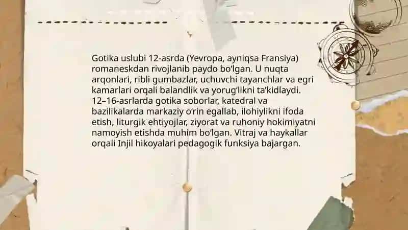 Gotika uslubidagi ibodatxonalar va ularning estetik ahamiyati 3