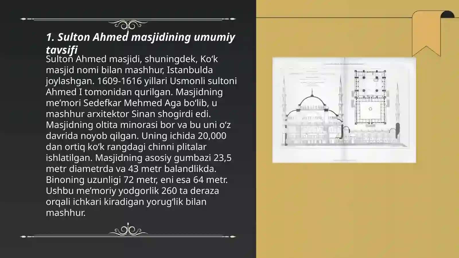 Sulton Ahmed masjidining arxitekturasi haqida 3