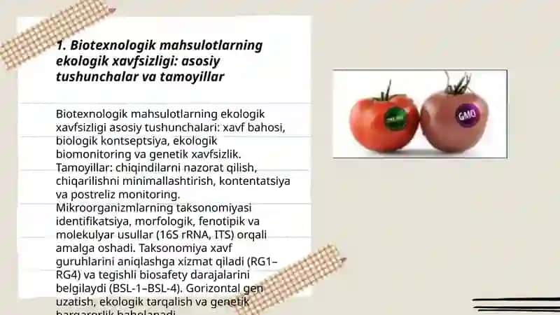 Biotexnologik mahsulotlarning ekologik xavfsizligi 3
