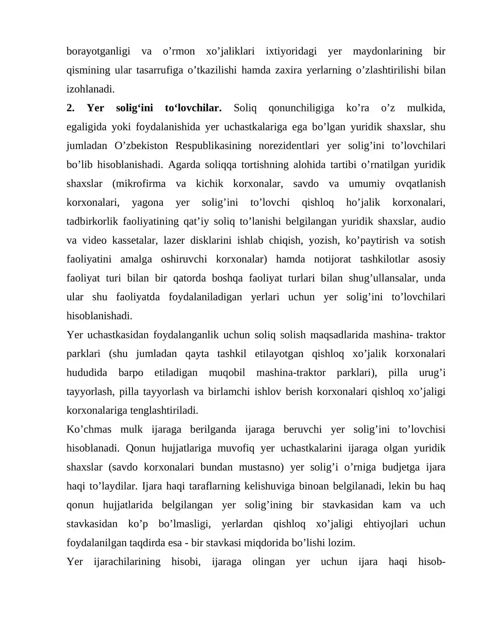 Yer solig’ining huquqiy asoslari, iqtisodiy mohiyati 3