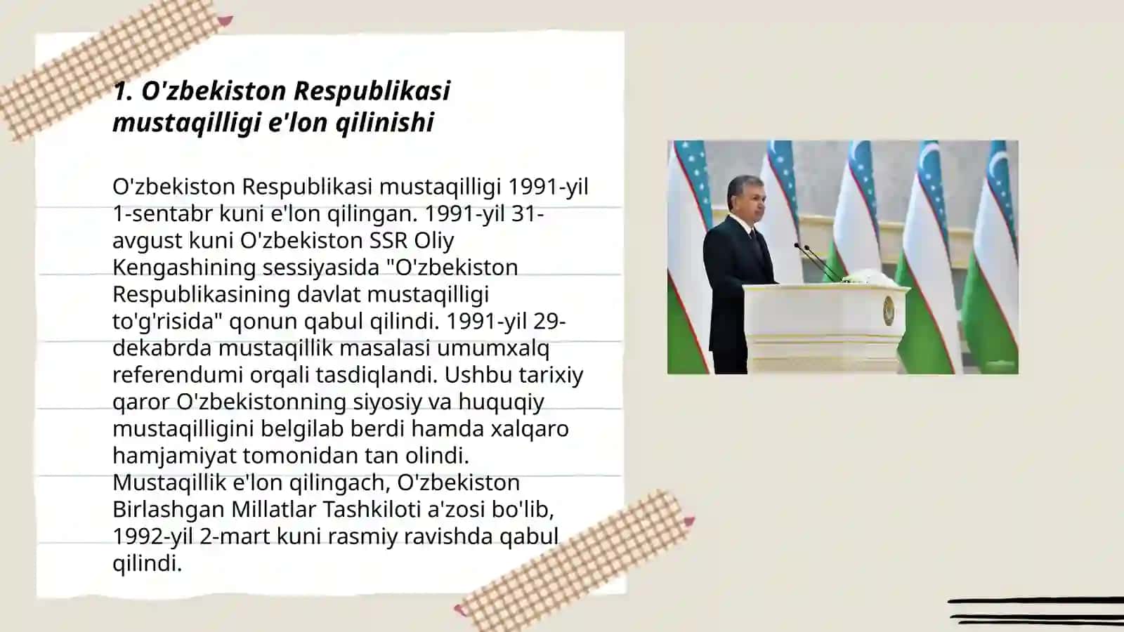 O'zbekiston Respublikasi tashkil topishining tarixiy ahamiyati, O'zbekistonning taraqqiyot yo'li 3