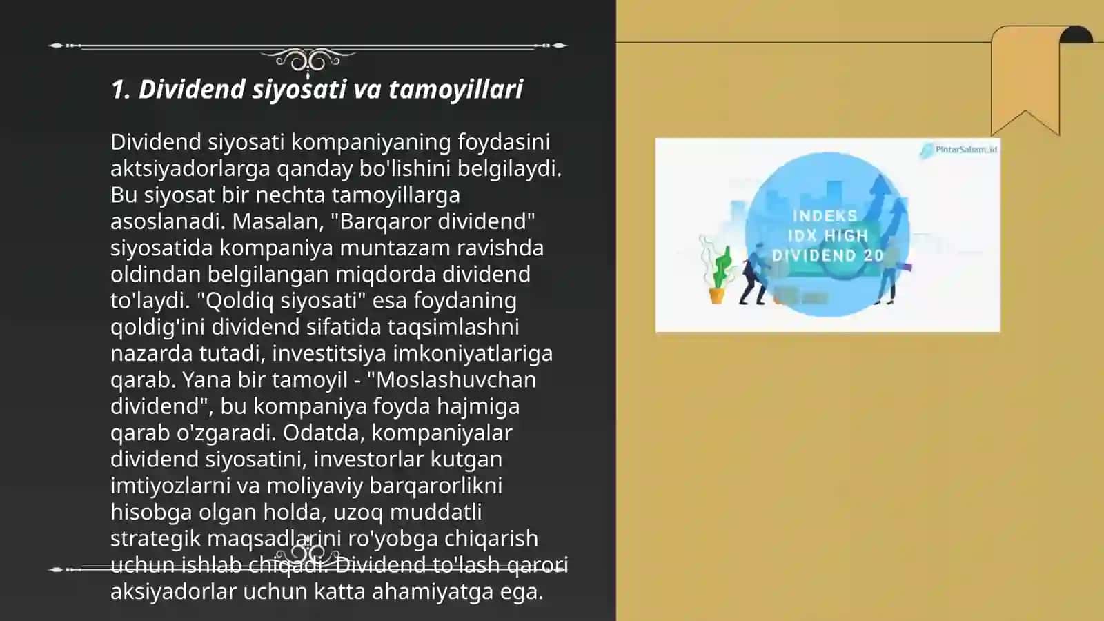 Dividend to'lash jarayonidagi bosqichlar va to'lov shakllari 3