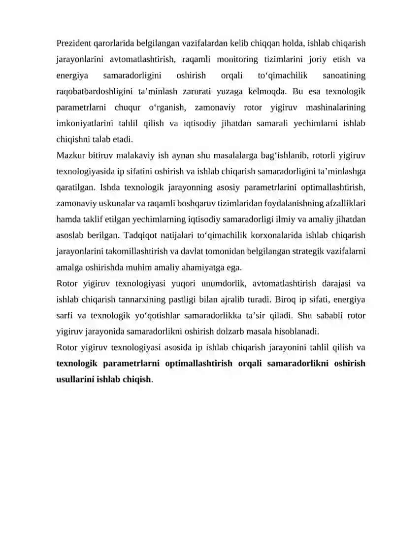 BMI_ROTOR YIGIRUV TEXNOLOGIYASI ASOSIDA IP ISHLAB CHIQARISH SAMARADORLIGINI OSHIRISH 3