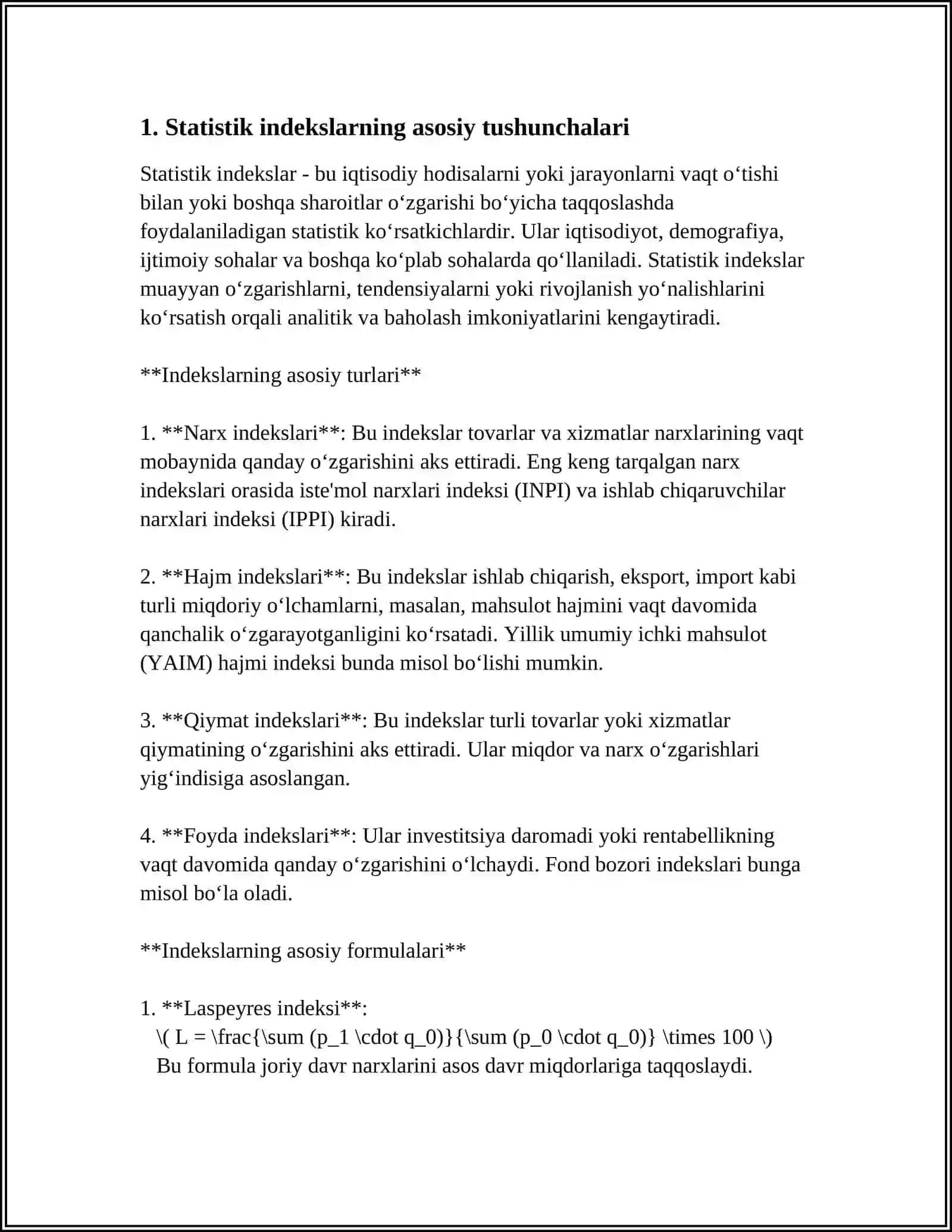 STATISTIK INDEKSLAR 3