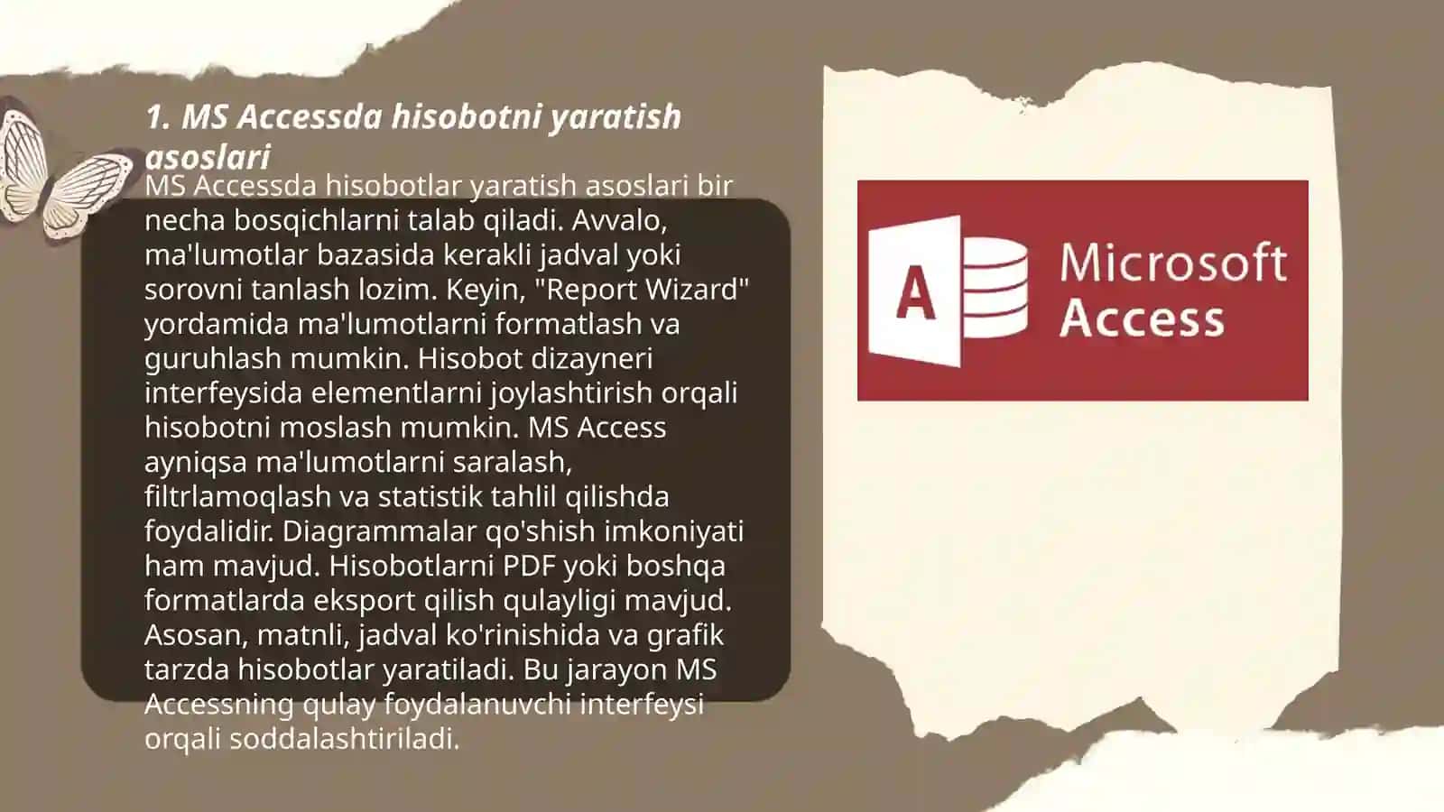 MS Accessda hisobotlar yaratish 3