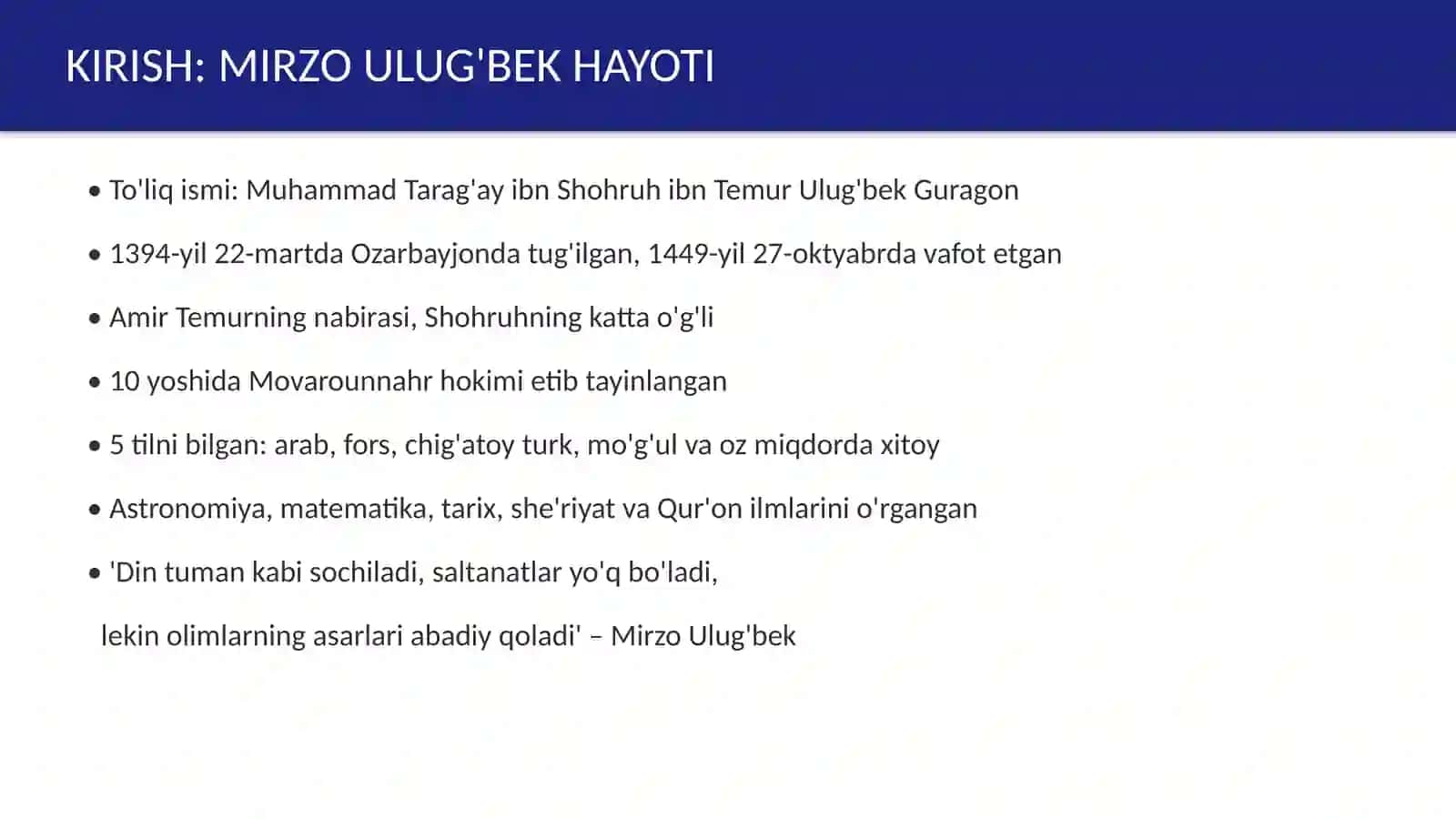 Mirzo Ulugʻbek merosining jahon fani taraqqiyotida tutgan oʻrni 3