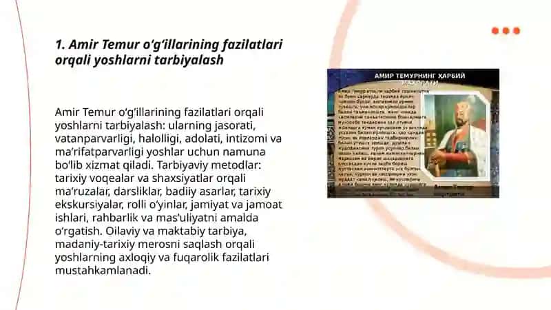 Amir Temur oʻgʻillarining tarbiyaviy ahamiyati 3