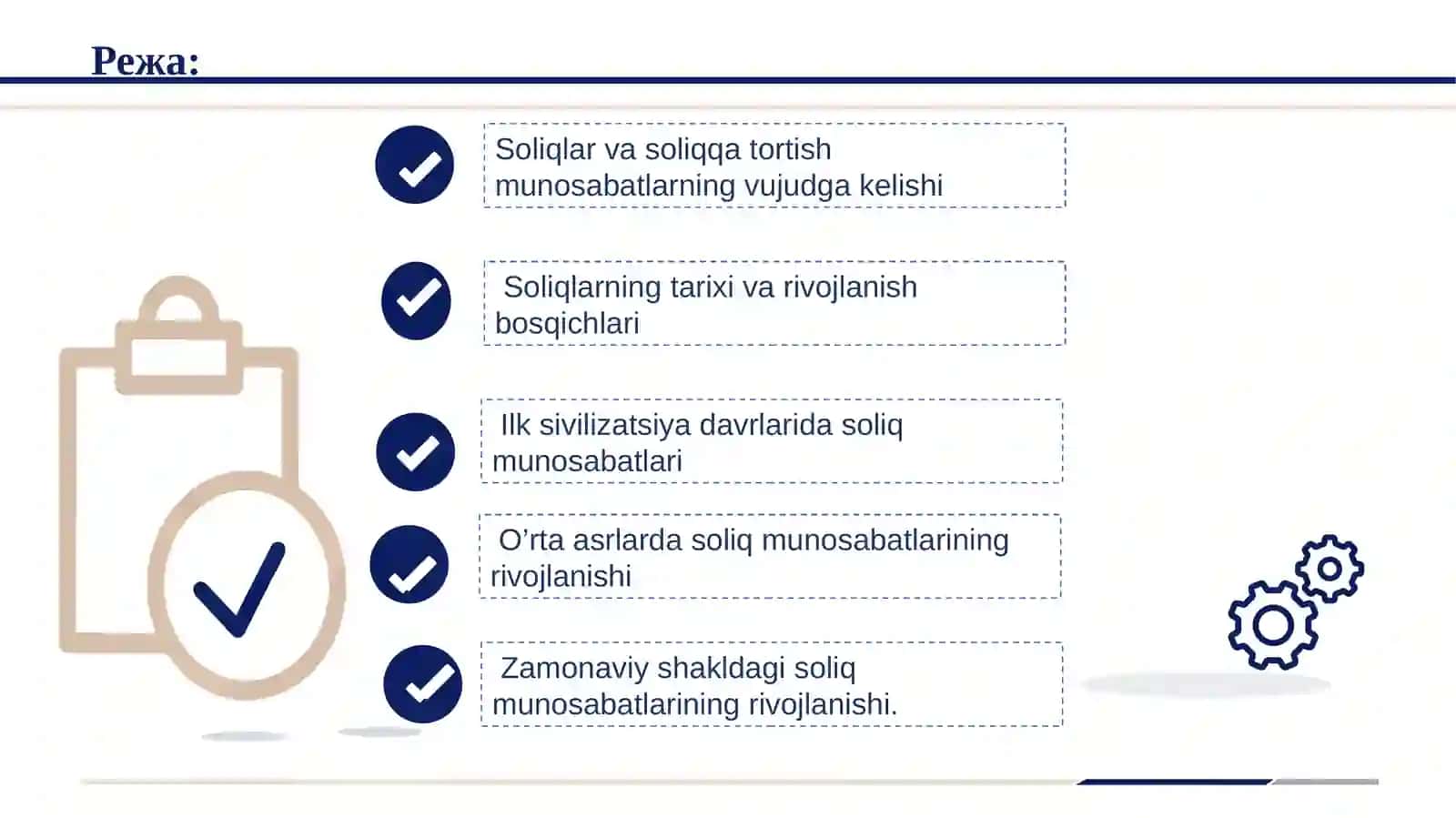 SOLIQ VA SOLIQQA TORTISH FANINING PREDMETI VA O‘RGANISH USULLARI. SOLIQLARNING IQTISODIY MOHIYATI 3