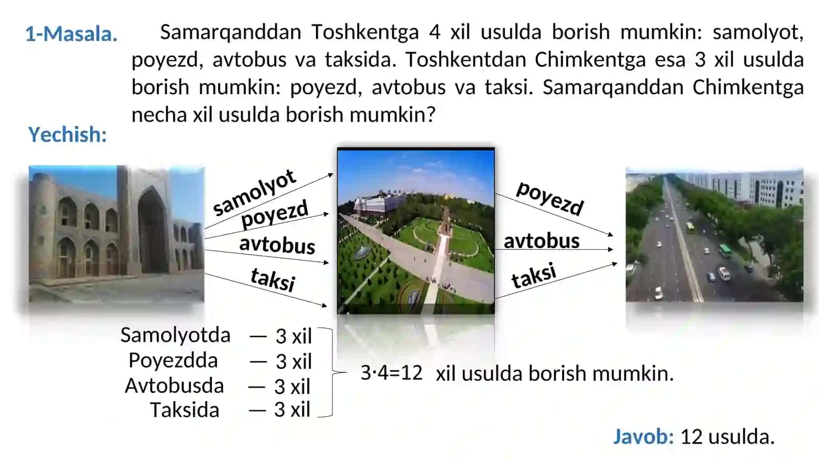 Kombinatorikaning asosiy qoidasi va uni masalalar yechishda qo’llash 3