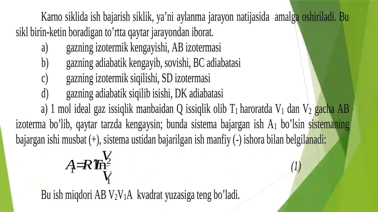 ISSIQLIK MASHINALARI.REAL GAZLAR. VAN-DER-VAALS TENGLAMASI 3