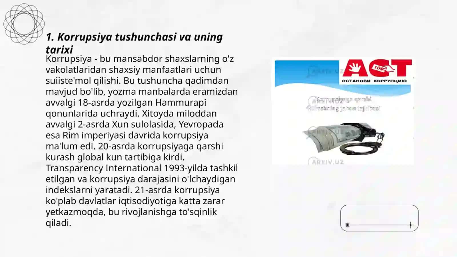 Korrupsiya tushunchasi. Korrupsiyaga qarshi kurashning mazmun mohiyati 3