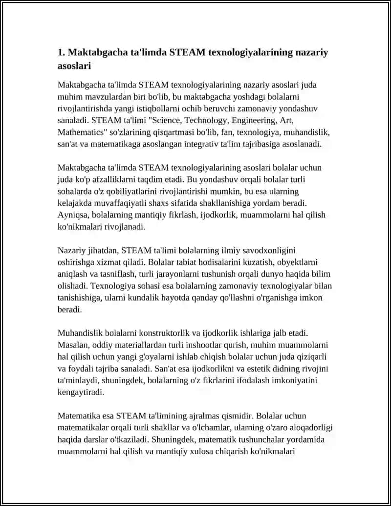 MAKTABGACHA TA'LIMDA STEAM TEXNOLOGIYASINI QO'LLASH 3