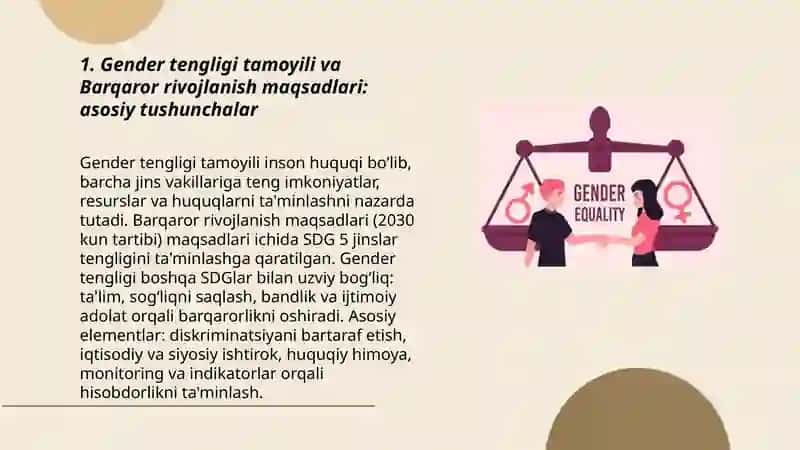 Gender tengligi tamoyili va Barqaror rivojlanish maqsadlari 3