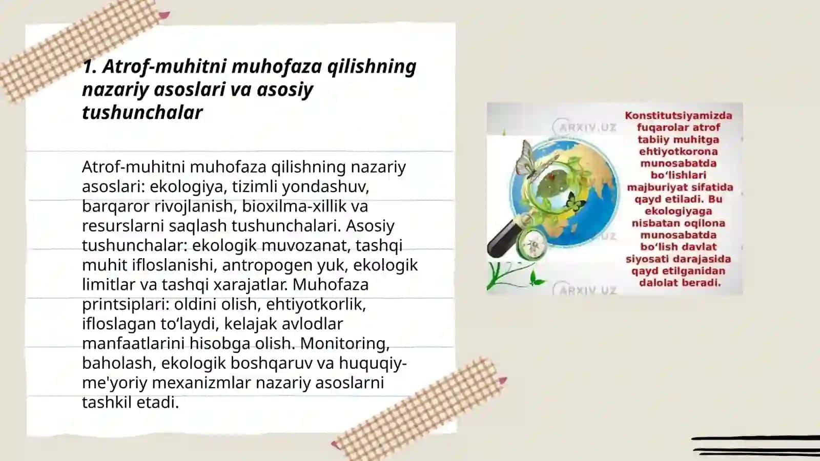 Atrof –muhitni muhofaza qilishning nazariy asoslari 3
