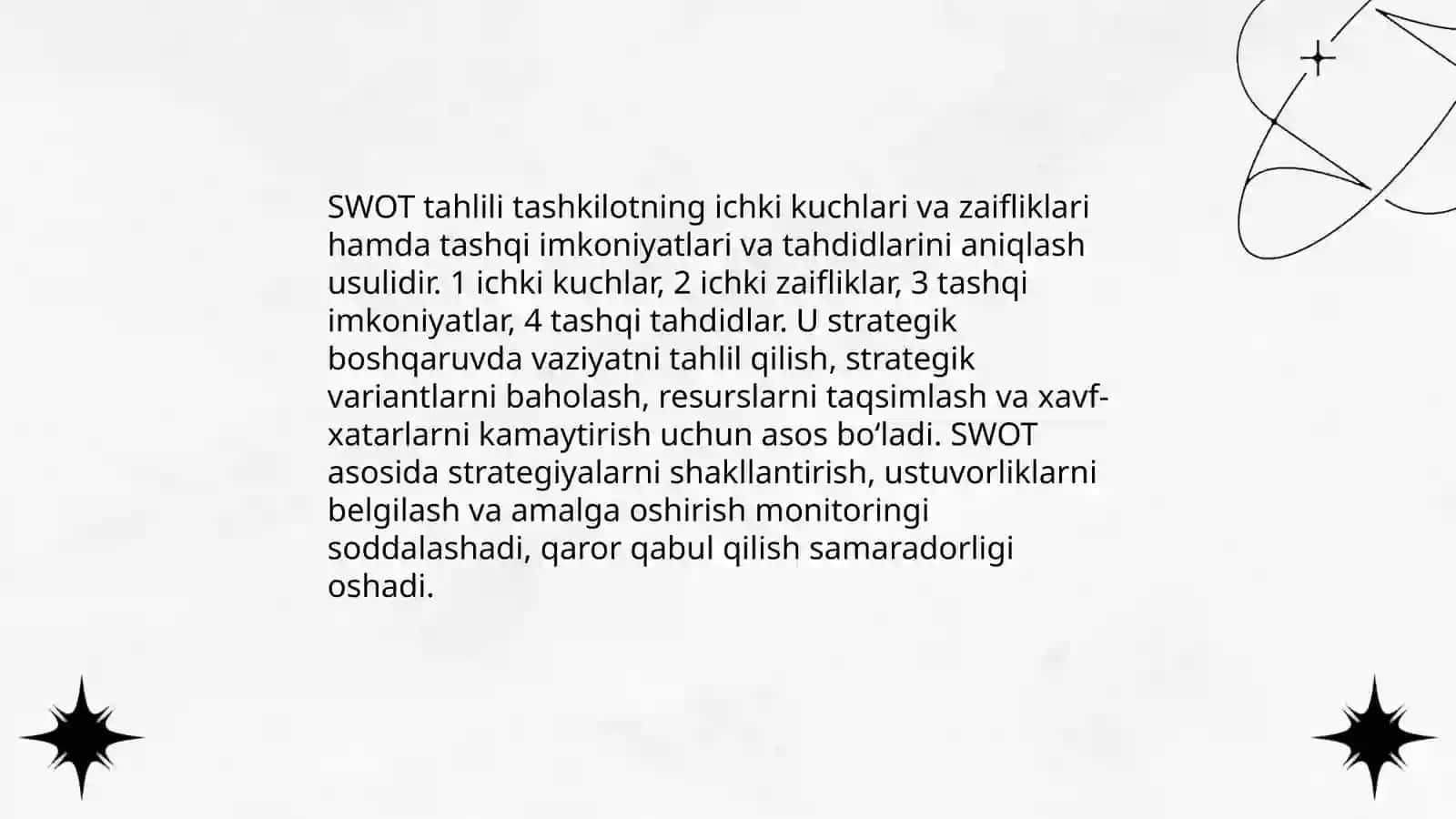 Strategik boshqaruv jarayonining bosqichlari: tahlil qilish, shakllantirish va amalga oshirish 3