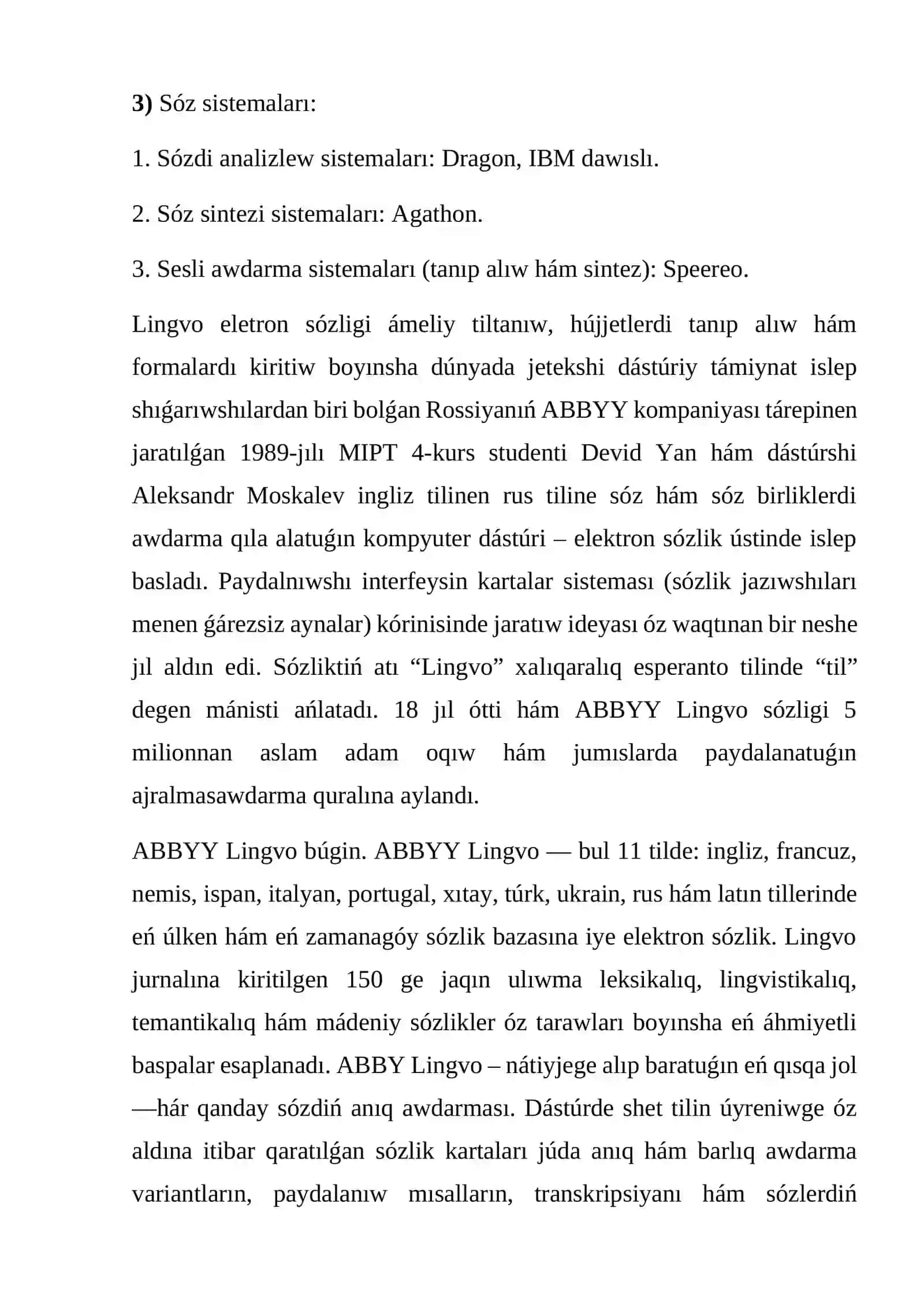 Tema Awdarmalawdı avtomatlastırıw quralları (Abbyy Lingvo). PROMT awdarmashı paketi. PROMT programmasında awdarmalaw basqıshları 3