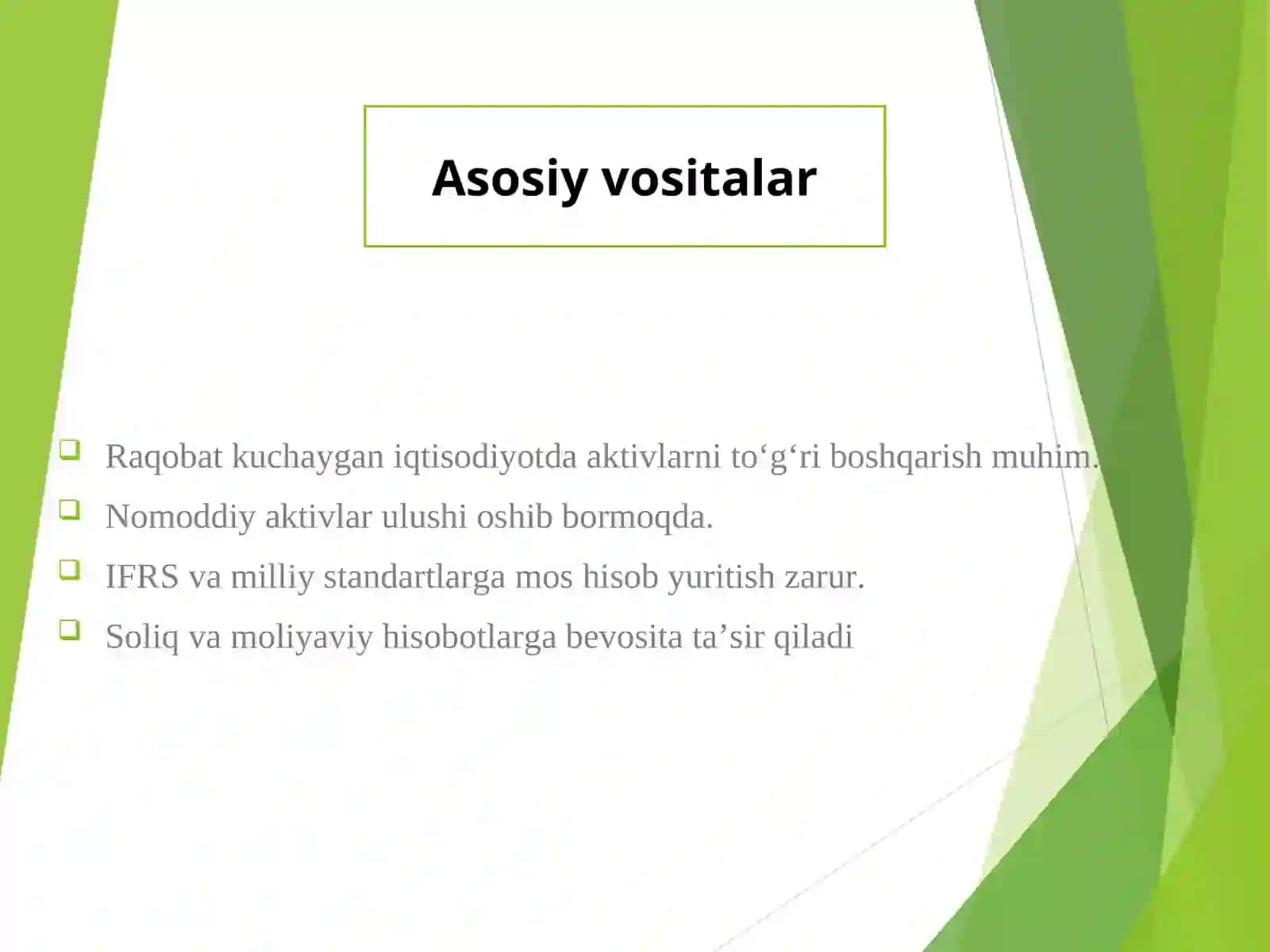 Asosiy vositalar va nomoddiyaktivlar hisobi 3