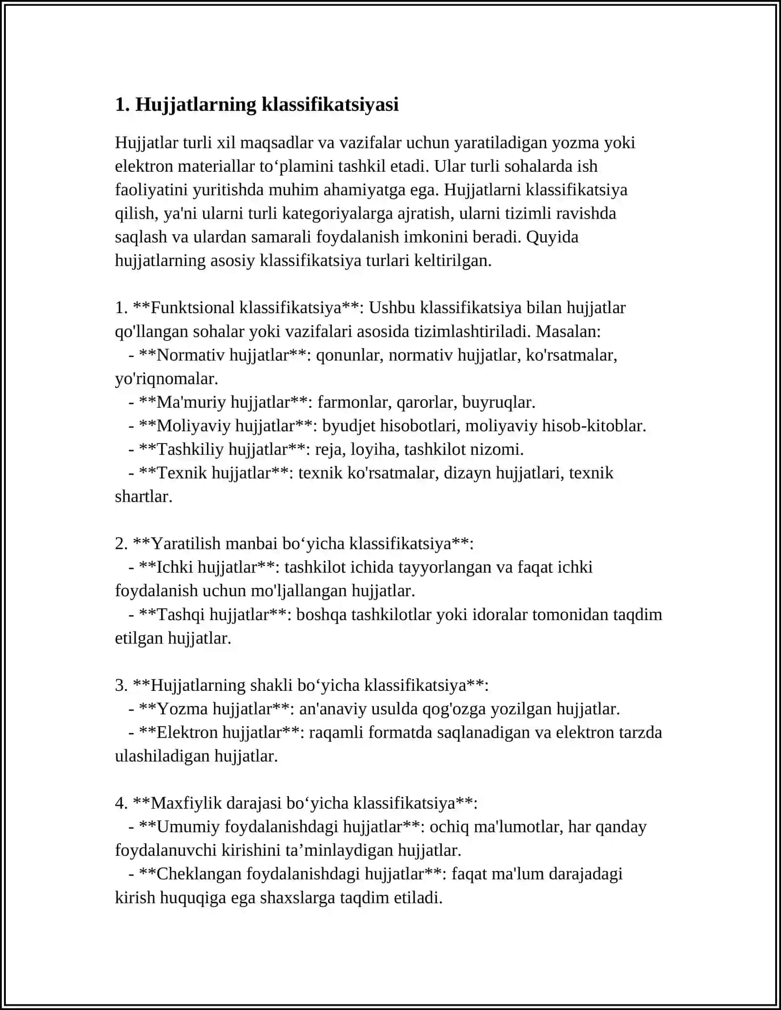 MAʼMURIYAT BOSHQARUVIDA ISH YURITISHNI TASHKIL ETISHDA QOʻLLANILUVCHI HUJJATLAR 3