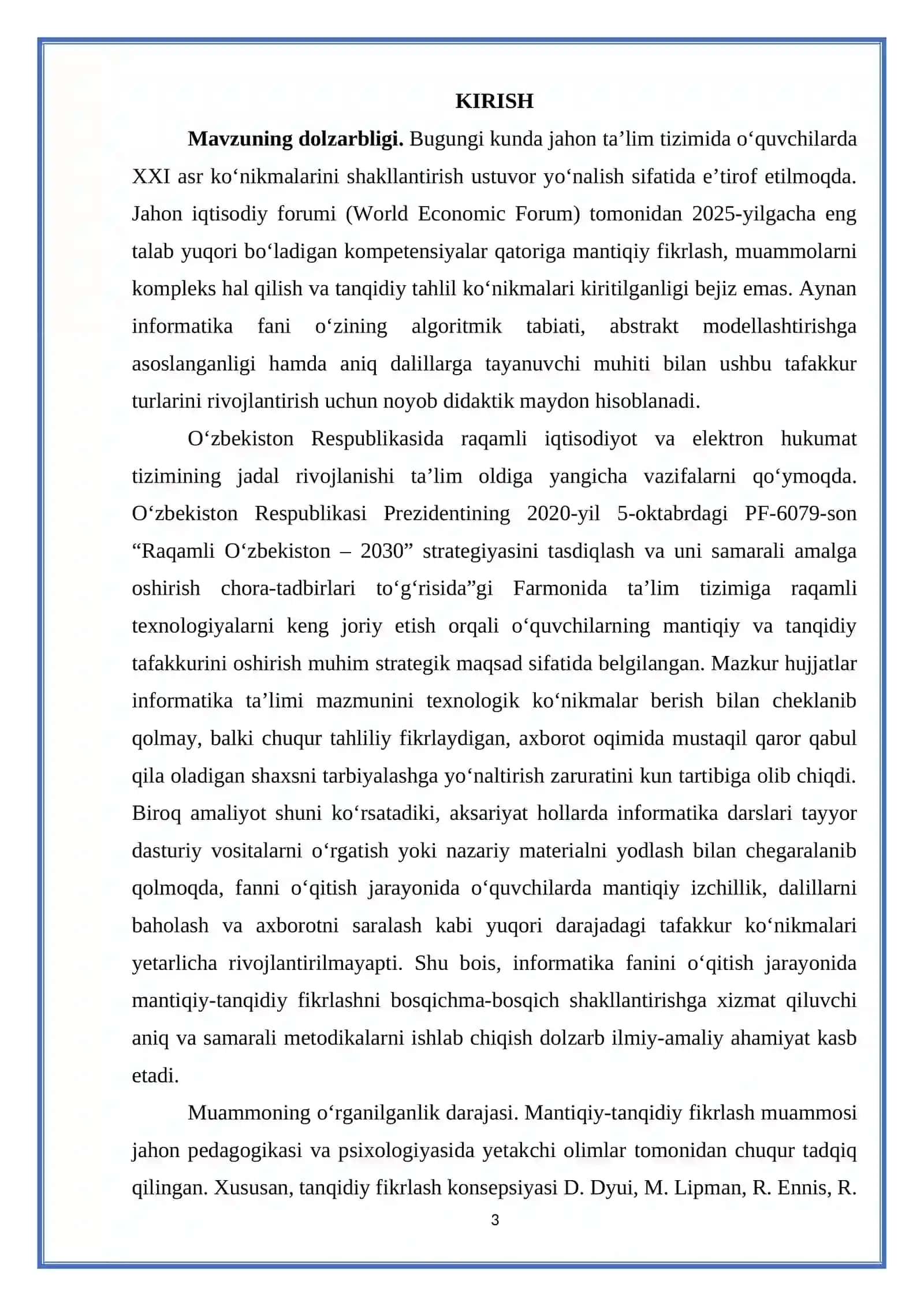 INFORMATIMA O’QITISH METODIKASI FANIDAN KURS ISHI 3