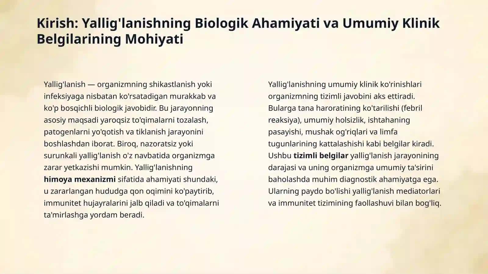 Yallig'lanishning umumiy klinik ko'rinishlari. 3