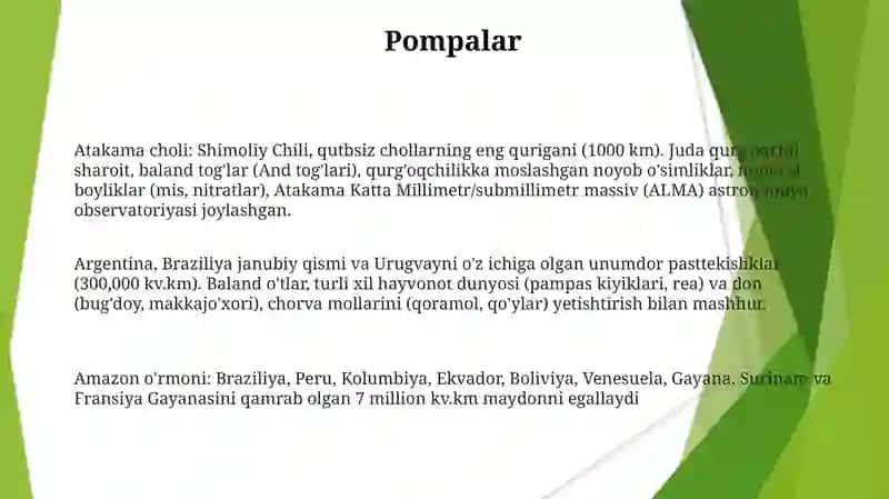 Janubiy Amerika materigining regional tabiiy olkalariga tavsiyalar 3