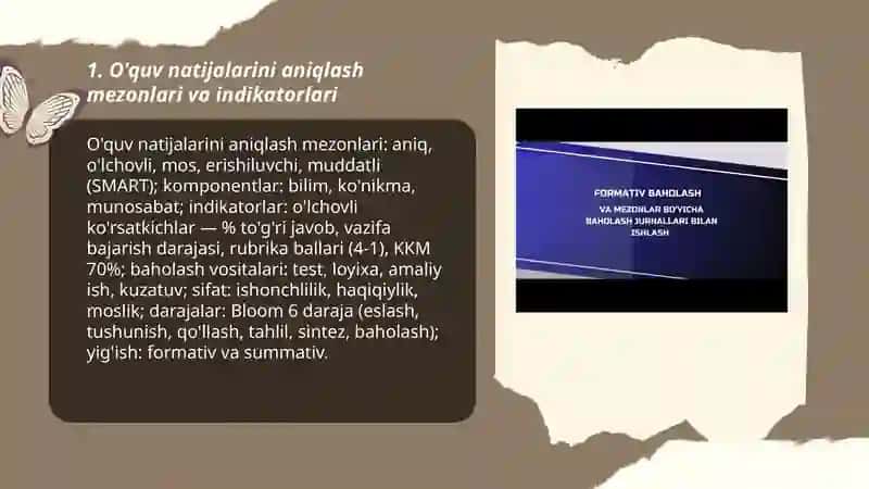 O'quv natijalarini nazorat qilish va baholash 3