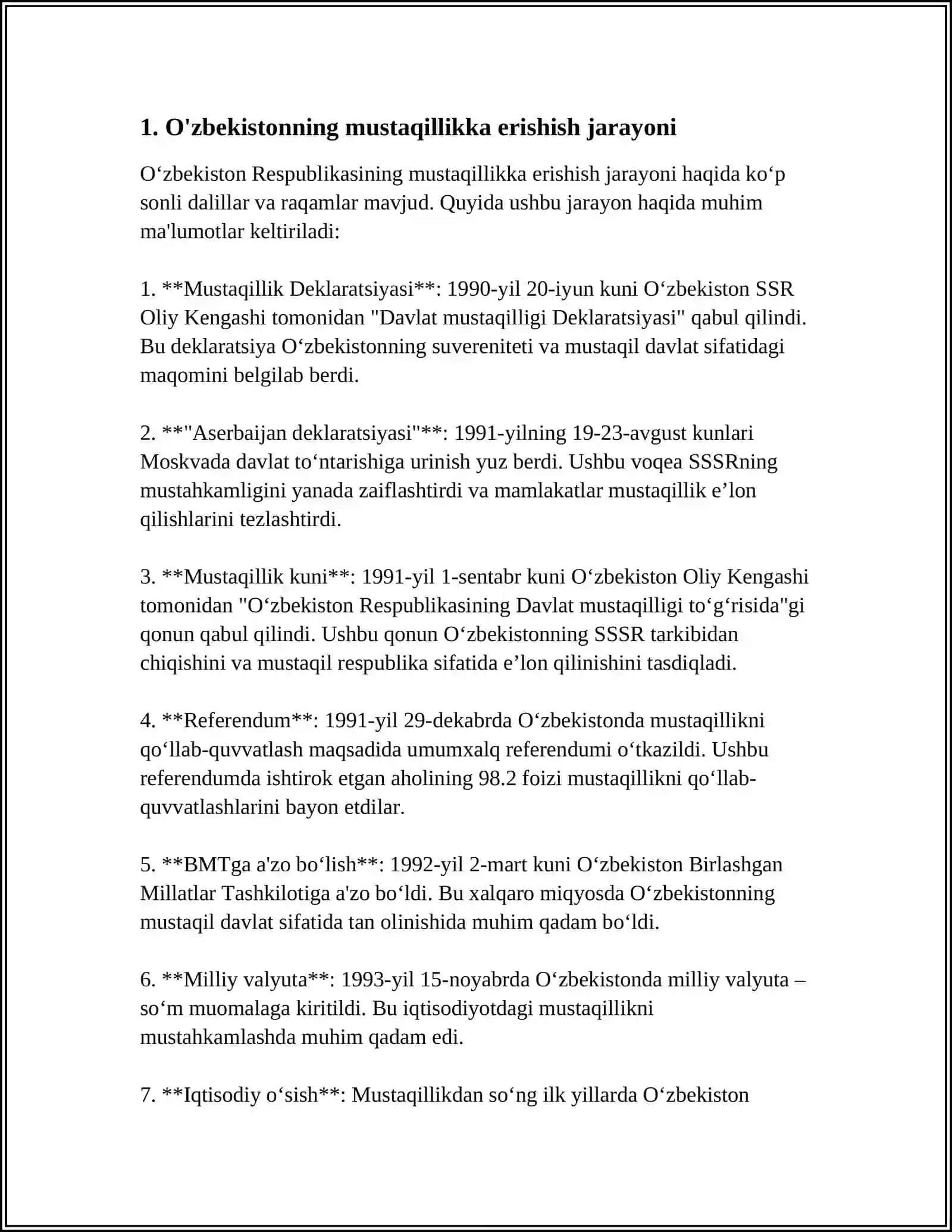 O‘zbekistonning Mustaqillik Yillarida Iqtisodiy Rivojlanishi 3