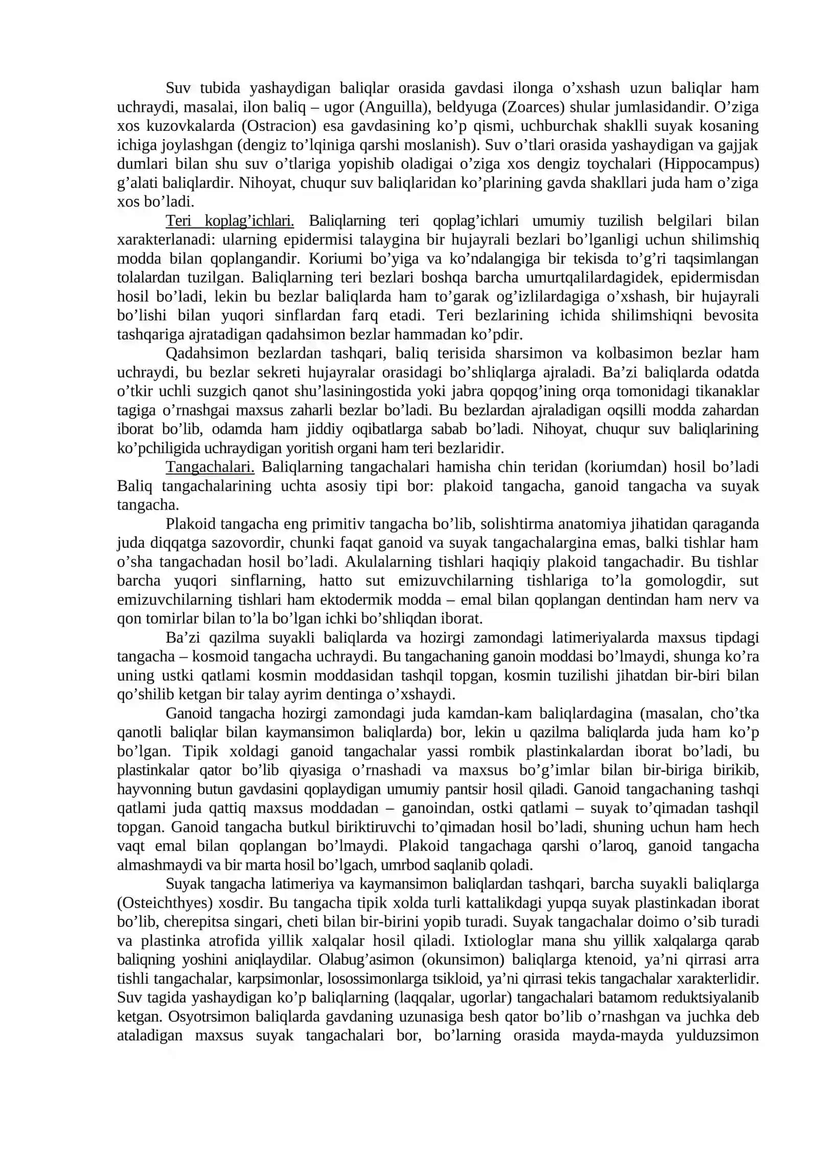 Baliqlar Katta Sinfiga Umumiy Tavsif va Sistematikasi 3