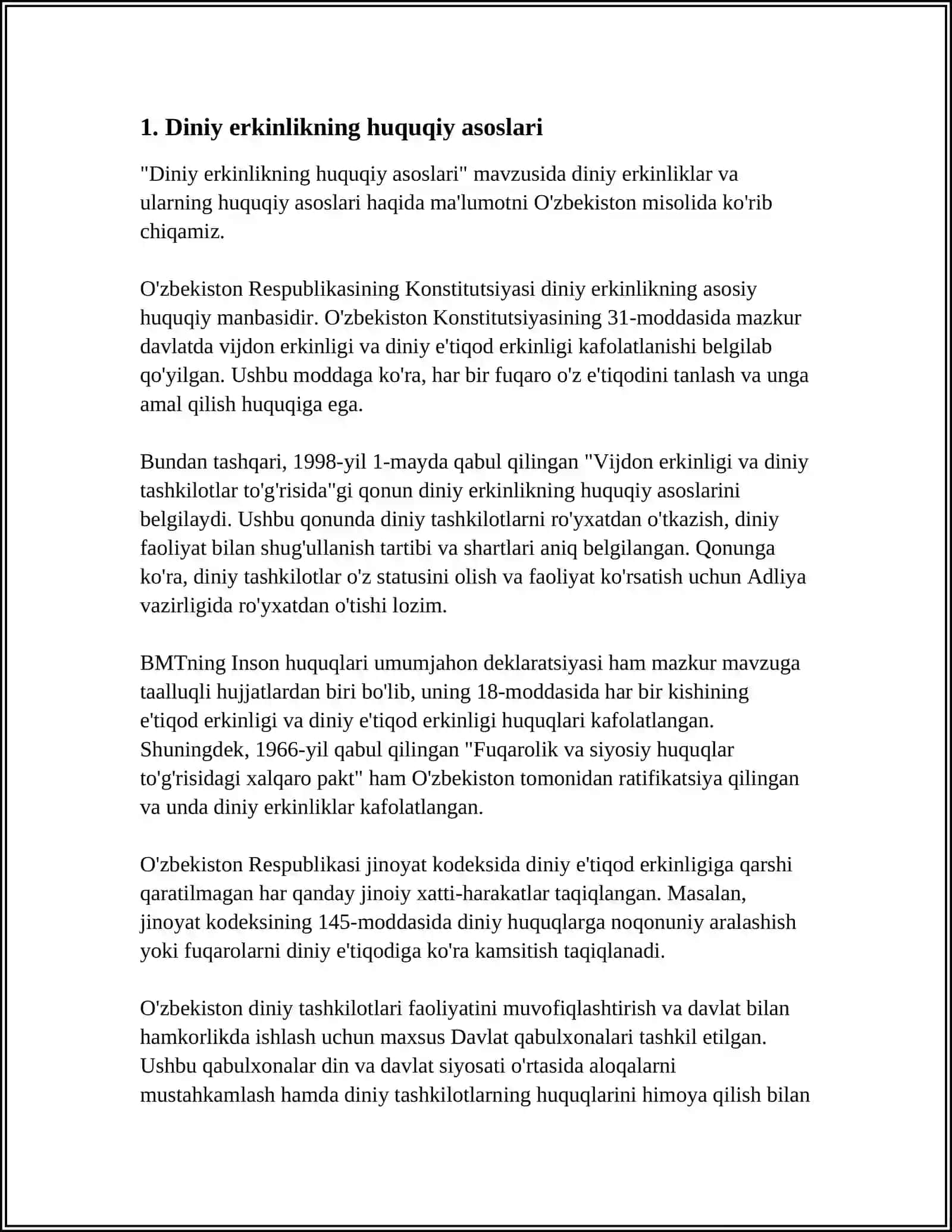 REFERAT Mavzu: VIJDON VA EʼTIQOD ERKINLIGI 3