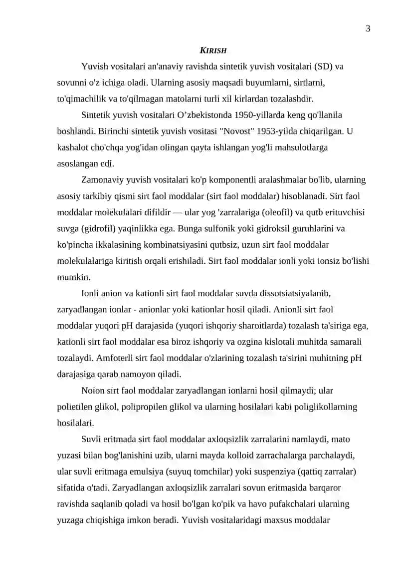Sintetik yuvish vositalarining moddiy va issiqlik balansi qanday tuziladi 3