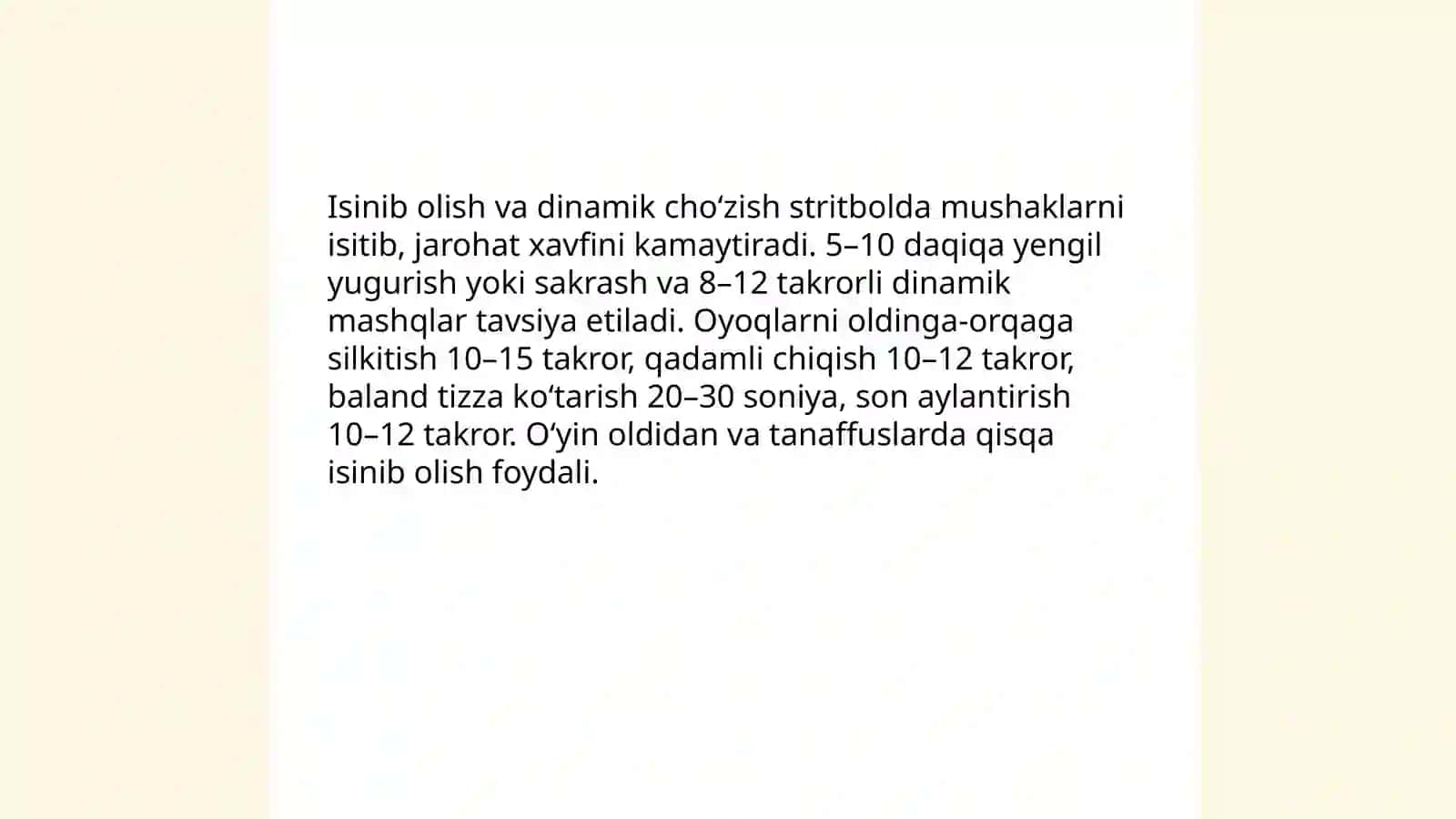 Stritbolda shikastlanishning oldini olish 3
