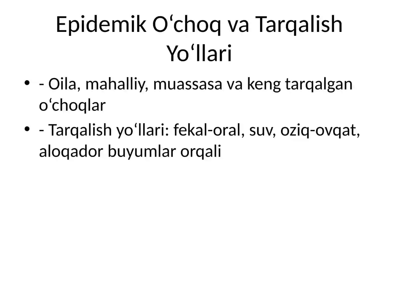 O‘tkir Ichak Infeksiyalarning Epidemik O‘chog‘ida Epidemiyaga Qarshi Chora-Tadbirlar 3