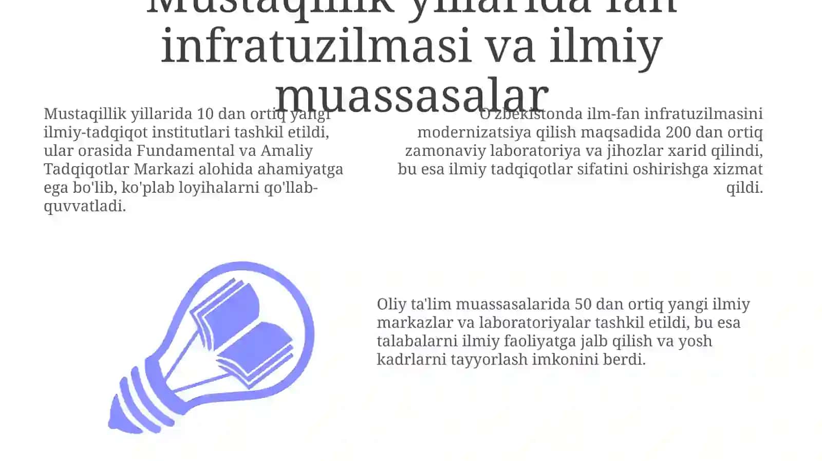 Mustaqillik yillarida ilm fanning rivojlanishi 3